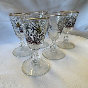 vintage MCM tiki cordial glasses pirate theme